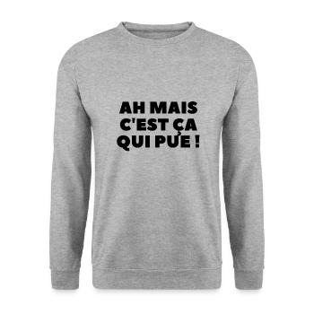 Ah mais c'est ça qui pue ! - Sweat-shirt Unisexe - gris chiné - Devant - Alina (178cm) & Michal (187cm)