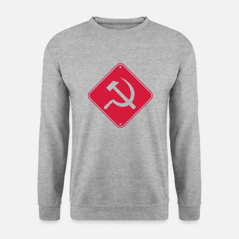 Warnung Kommunismus Schild - Unisex Pullover - Weißgrau meliert
