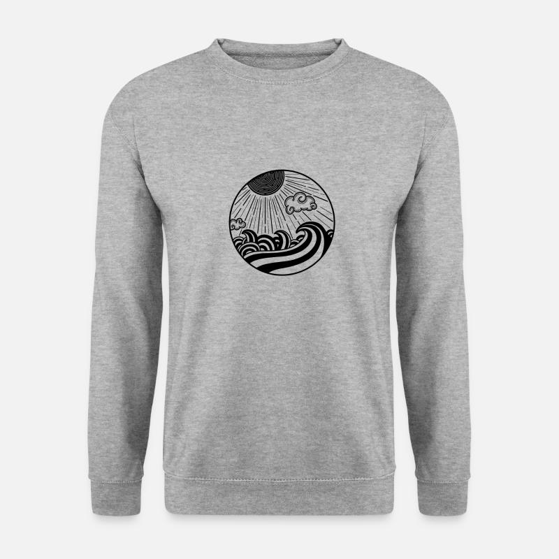 Ozeanszene - Unisex Pullover - Weißgrau meliert