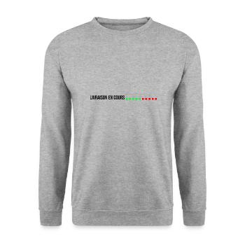 livraison en cours la poste facteur - Sweat-shirt Unisexe - gris chiné - Devant - Alina (178cm) & Michal (187cm)
