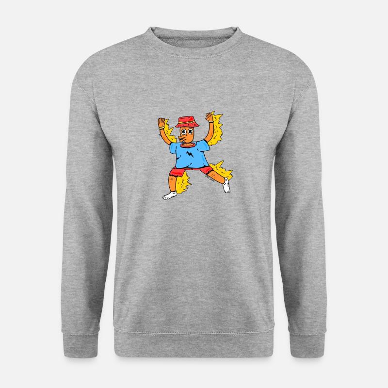 Mann in Flammen - Unisex Pullover - Weißgrau meliert