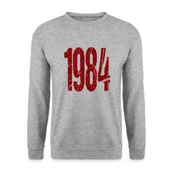 1984 Protest Demo Design - Unisex Pullover - Weißgrau meliert - Vorne - Alina (178cm) & Michal (187cm)