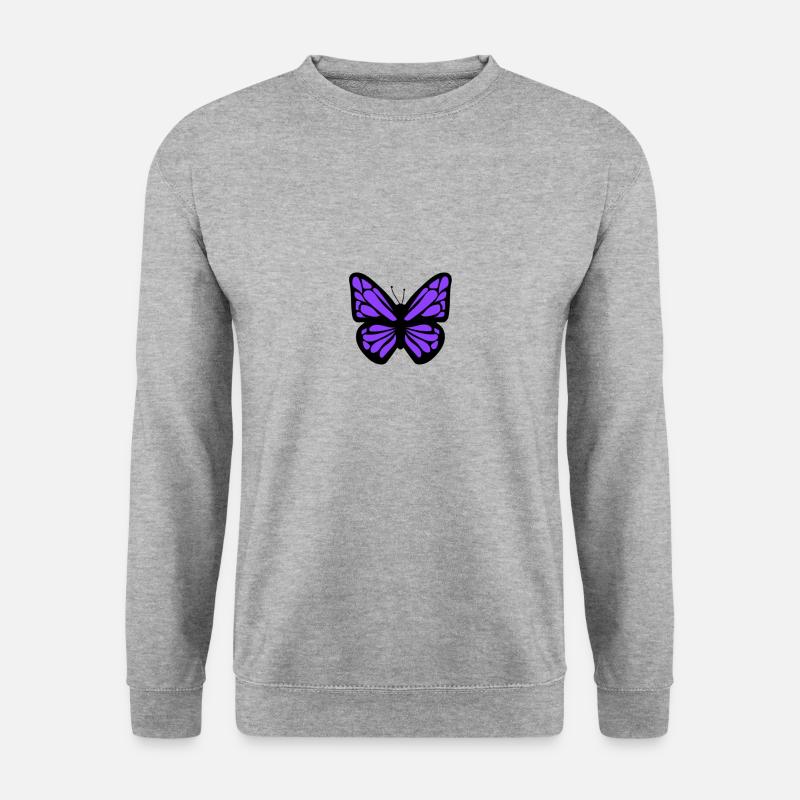 lila Schmetterling - Unisex Pullover - Weißgrau meliert