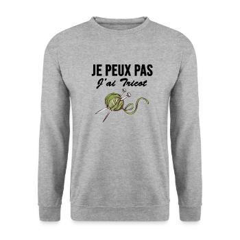 Je peux pas j ai tricot - Sweat-shirt Unisexe - gris chiné - Devant - Alina (178cm) & Michal (187cm)