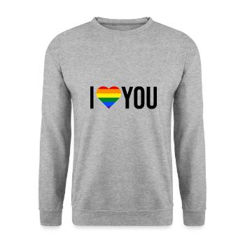 je t'aime LGBT - Sweat-shirt Unisexe - gris chiné - Devant - Alina (178cm) & Michal (187cm)