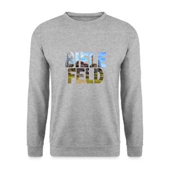 Bielefeld Landschaftsbild - Unisex Pullover - Weißgrau meliert - Vorne - Alina (178cm) & Michal (187cm)