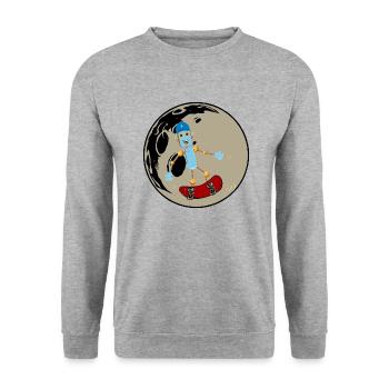 Skater Boy T-Shirt Geschenk - Unisex Pullover - Weißgrau meliert - Vorne - Alina (178cm) & Michal (187cm)