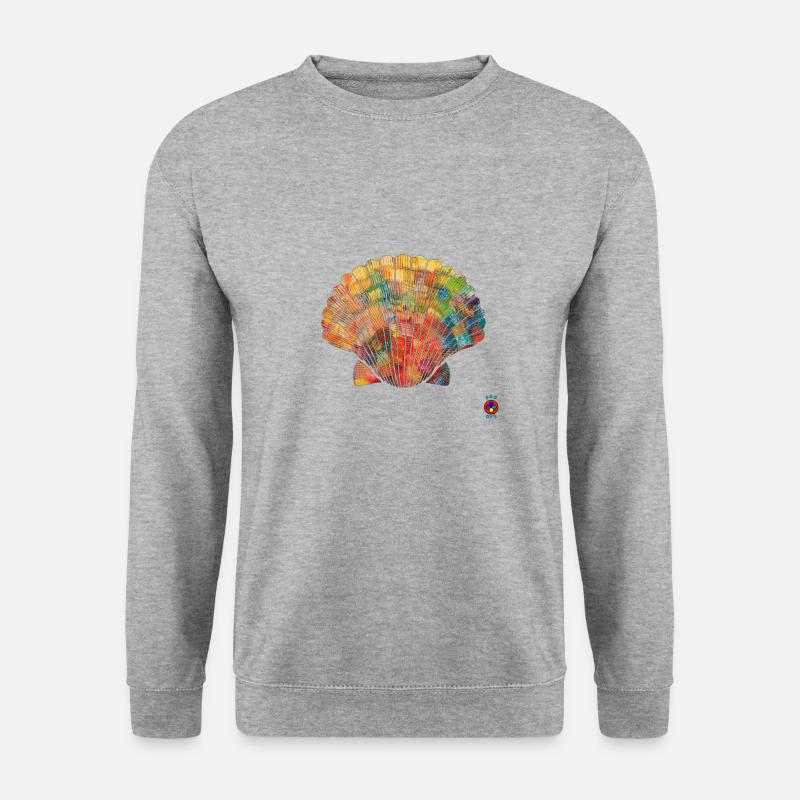Muschel 4 - Energiekunst - Unisex Pullover - Weißgrau meliert