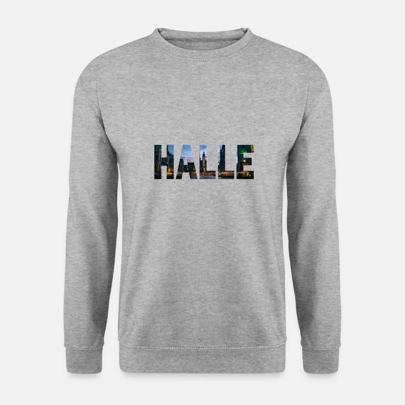 Halle (Saale) Marktplatz - Unisex Pullover - Weißgrau meliert