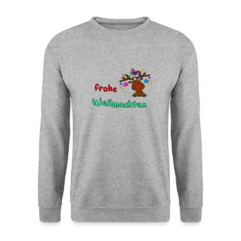 Rudolph wünscht frohe Weihnachten - Unisex Pullover - Weißgrau meliert - Vorne - Alina (178cm) & Michal (187cm)