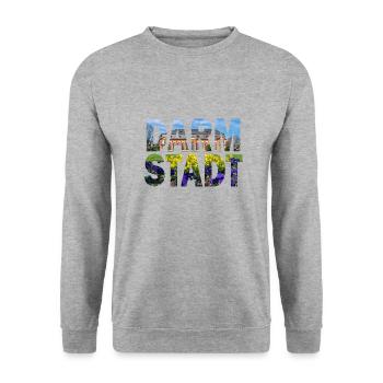 Darmstadt Schloss - Unisex Pullover - Weißgrau meliert - Vorne - Alina (178cm) & Michal (187cm)