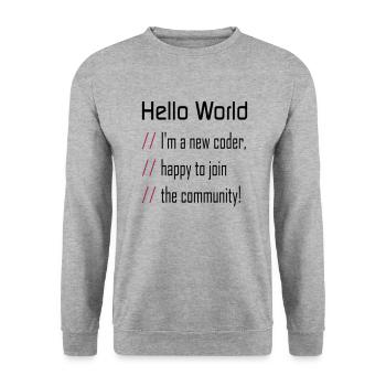 Hallo Welt, mein neuer Programmierer - Unisex Pullover - Weißgrau meliert - Vorne - Alina (178cm) & Michal (187cm)