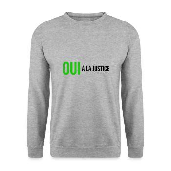 oui à la justice - Sweat-shirt Unisexe - gris chiné - Devant - Alina (178cm) & Michal (187cm)