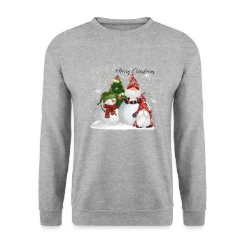 Christmas Gnomes - Unisex Sweatshirt - salt & pepper - Front - Alina (178cm) & Michal (187cm)