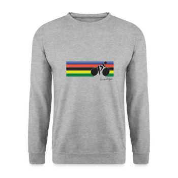 Weltmeister Radfahrer # 2 - Unisex Pullover - Weißgrau meliert - Vorne - Alina (178cm) & Michal (187cm)