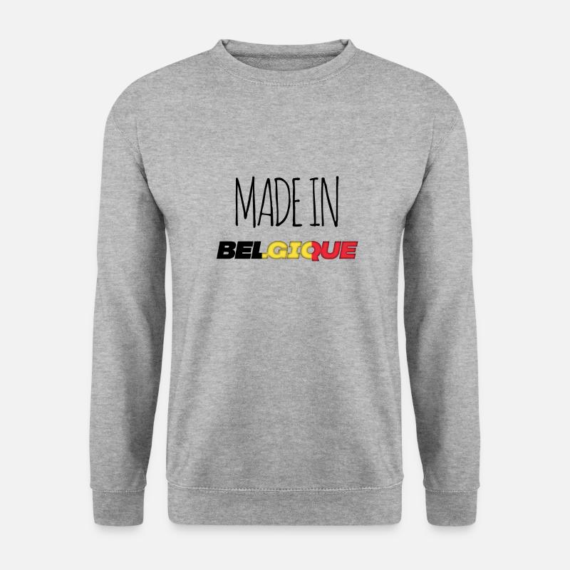 BELGIEN Hergestellt in - Unisex Pullover - Weißgrau meliert