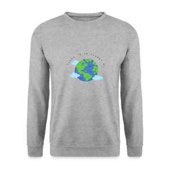 Kein Planet B - Unisex Pullover - Weißgrau meliert - Vorne - Alina (178cm) & Michal (187cm)