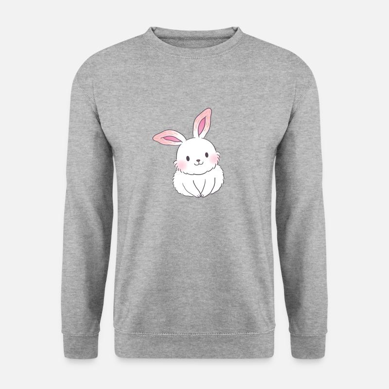 Niedlicher Hase schaut lustig - Unisex Pullover - Weißgrau meliert