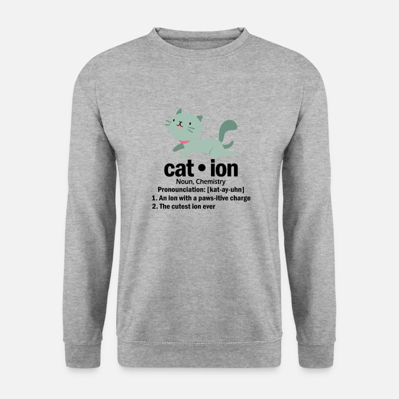 Katze Chemie Spruch Student Geschenk - Unisex Pullover - Weißgrau meliert
