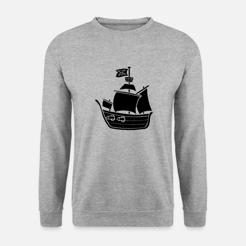 Piratenschiff - Unisex Pullover - Weißgrau meliert