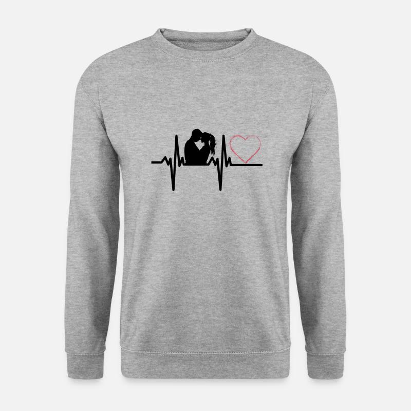 Mann und Frau - Paar - Unisex Pullover - Weißgrau meliert