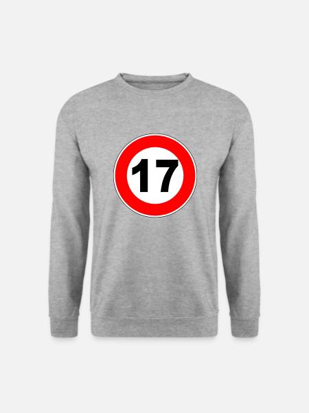 17. Geburtstag - 17 - Feier - Straßenschild Schild - Unisex Pullover - Weißgrau meliert
