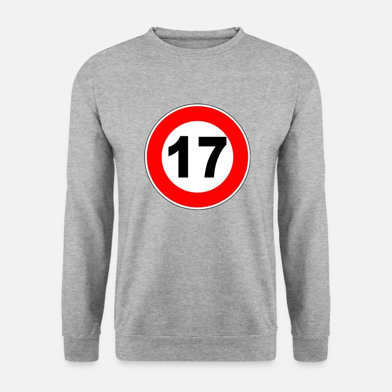 17. Geburtstag - 17 - Feier - Straßenschild Schild - Unisex Pullover - Weißgrau meliert