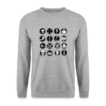 Old School 16 Designs - Unisex Pullover - Weißgrau meliert - Vorne - Alina (178cm) & Michal (187cm)