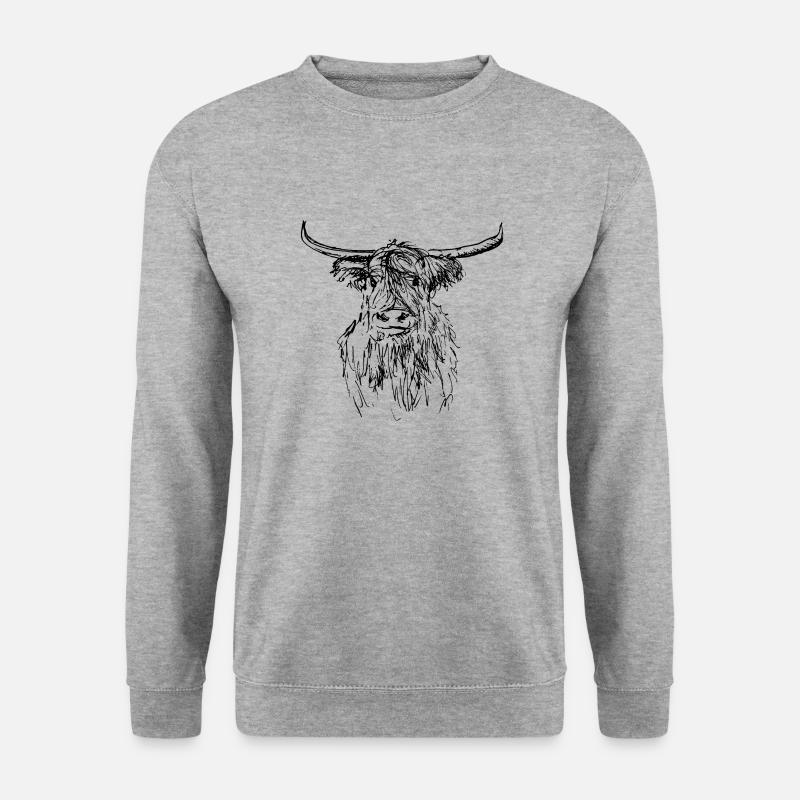 2021 01 04 schottischer Hochländer 01 - Unisex Pullover - Weißgrau meliert