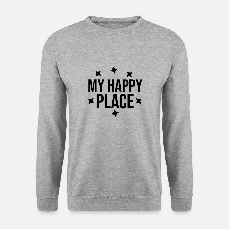 Mein glücklicher Ort - Unisex Pullover - Weißgrau meliert