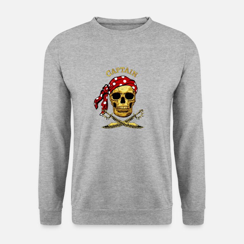 Piratenschädel 2 - Unisex Pullover - Weißgrau meliert