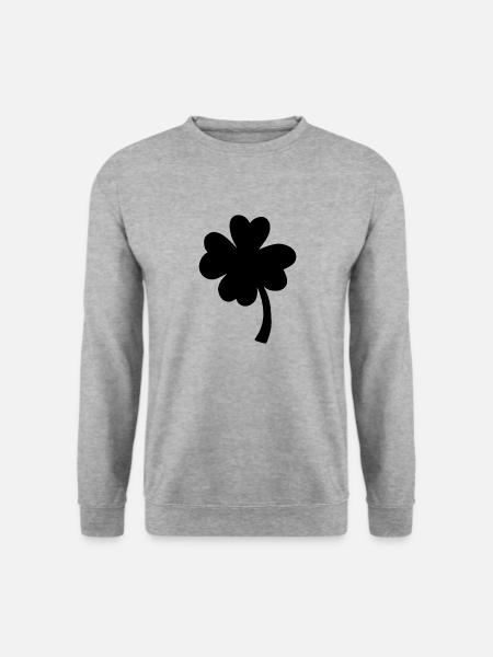 Vierblättriges Kleeblatt - Glück - Saint Patrick - Unisex Pullover - Weißgrau meliert