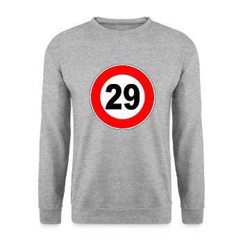29th birthday - 29 - celebration - street sign signboard - Unisex Sweatshirt - salt & pepper - Front - Alina (178cm) & Michal (187cm)