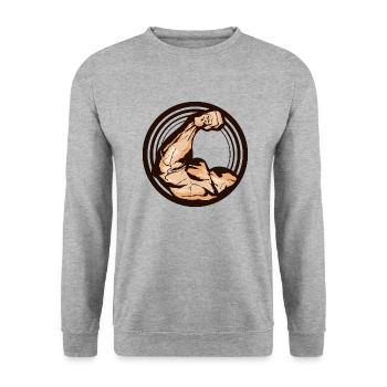 bras muscle biceps logo musculation force - Sweat-shirt Unisexe - gris chiné - Devant - Alina (178cm) & Michal (187cm)