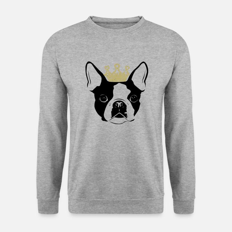 Hund mit Krone - Unisex Pullover - Weißgrau meliert