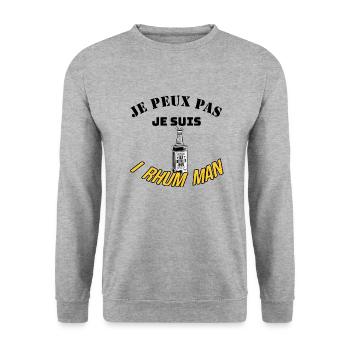 J'peux pas j'ai▪Je peux pas je suis I rhum man▪ - Sweat-shirt Unisexe - gris chiné - Devant - Alina (178cm) & Michal (187cm)