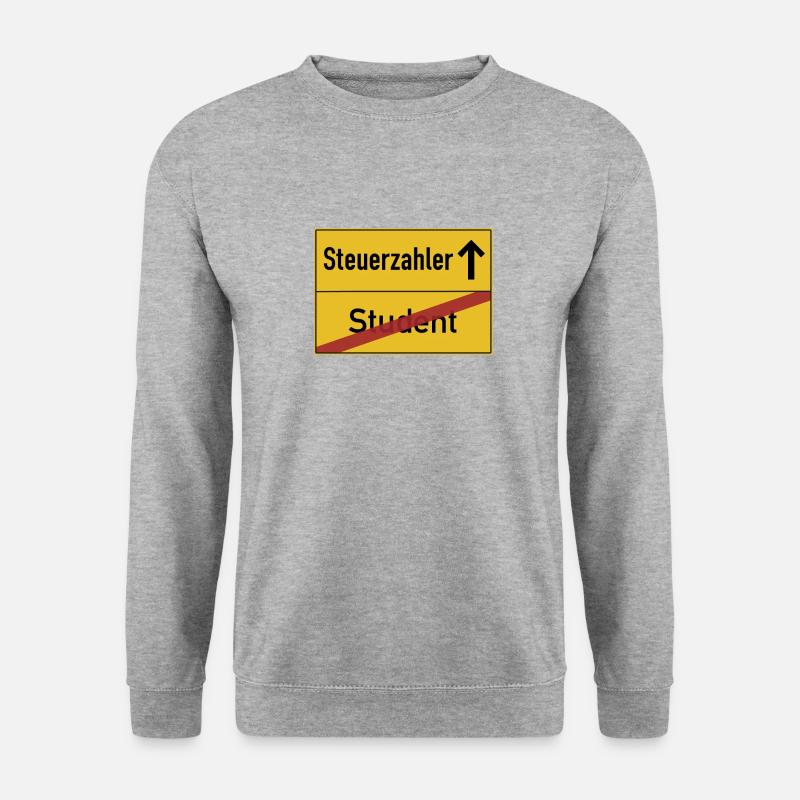 Student zu Ende - Steuerzahler Ortsschild - Unisex Pullover - Weißgrau meliert