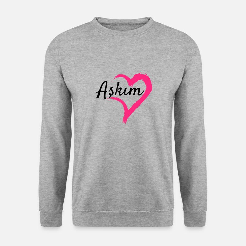 Askim Wort Türkisch Geschenkidee Liebe - Unisex Pullover - Weißgrau meliert