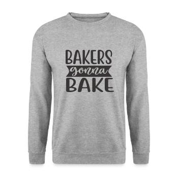 Bäcker werden backen - Unisex Pullover - Weißgrau meliert - Vorne - Alina (178cm) & Michal (187cm)