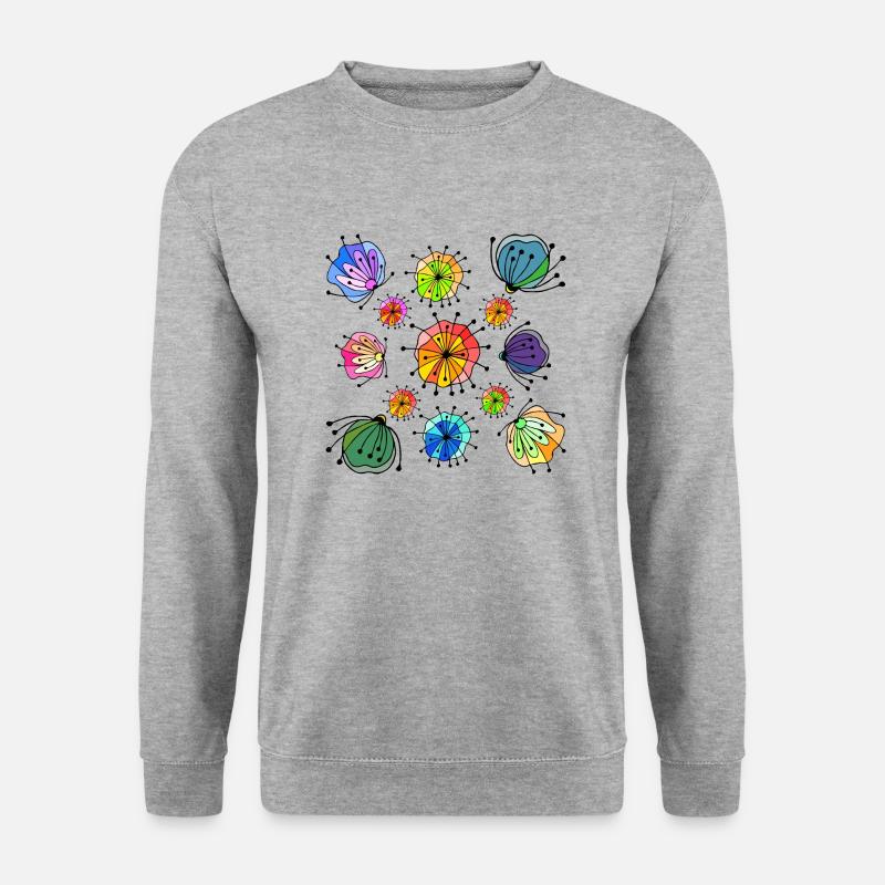 Blumen - Unisex Pullover - Weißgrau meliert