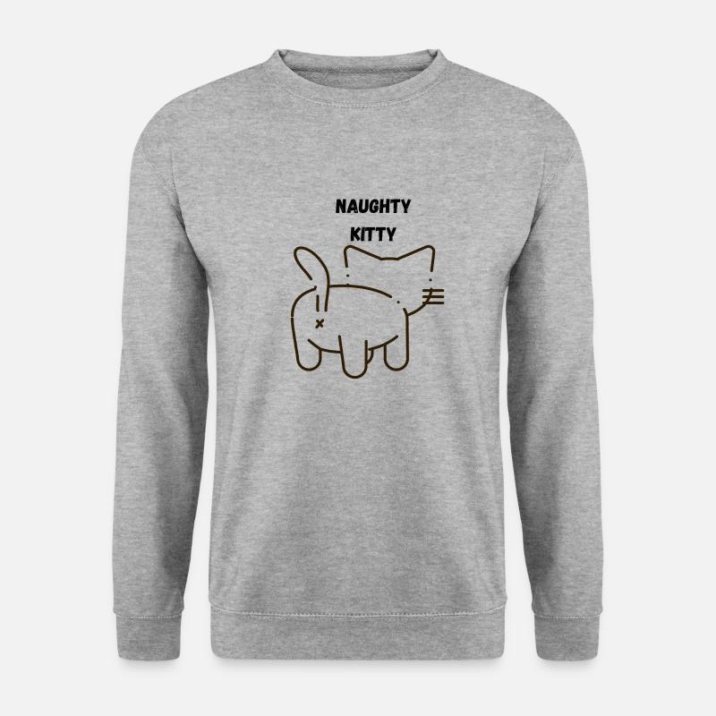 NAUGHTY KITTY - Unisex Pullover - Weißgrau meliert