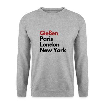 Metropole Gießen - Unisex Pullover - Weißgrau meliert - Vorne - Alina (178cm) & Michal (187cm)