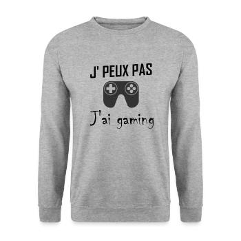 Je peux pas j ai gaming - Sweat-shirt Unisexe - gris chiné - Devant - Alina (178cm) & Michal (187cm)
