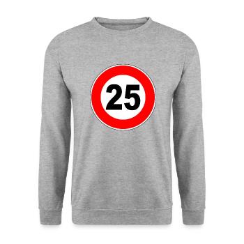 25e anniversaire - 25 - Célébration - Panneau de signalisation - Sweat-shirt Unisexe - gris chiné - Devant - Alina (178cm) & Michal (187cm)