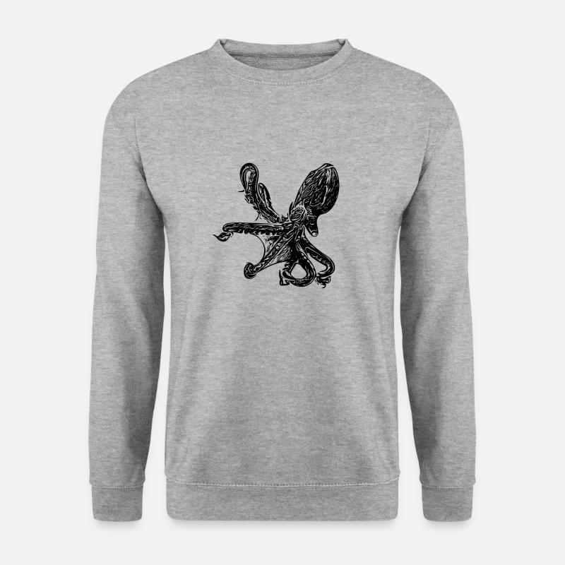 Krake - Oktopus - Unisex Pullover - Weißgrau meliert