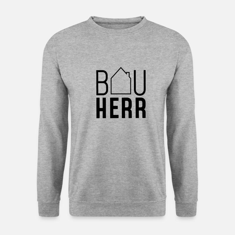Bauherr mit Haus - Unisex Pullover - Weißgrau meliert