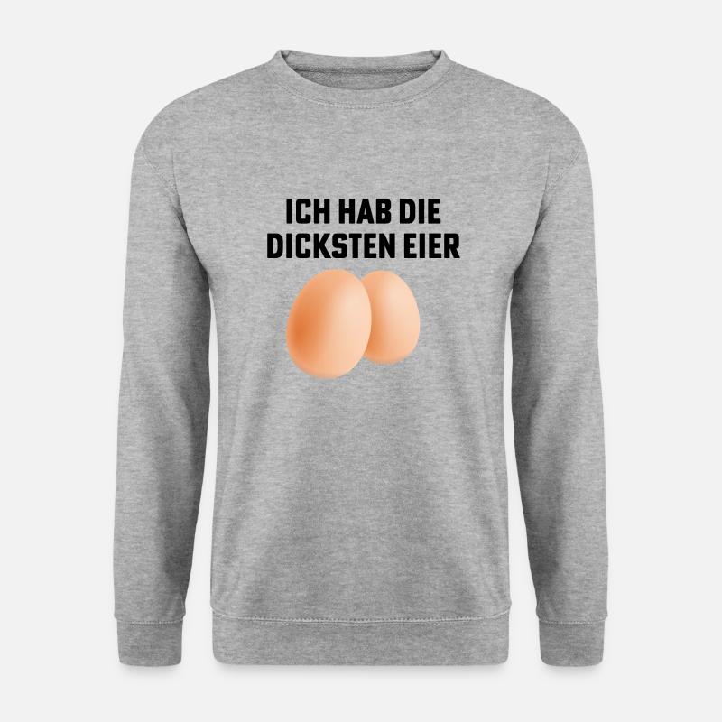 dicke eier spruch - Unisex Pullover - Weißgrau meliert