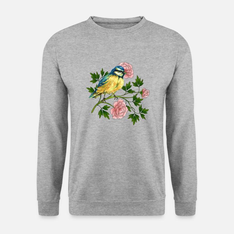 Bunte Vogel - Unisex Pullover - Weißgrau meliert