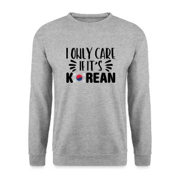 Koreanisch Korea Fan Südkorea Kpop K-Pop Geschenk - Unisex Pullover - Weißgrau meliert - Vorne - Alina (178cm) & Michal (187cm)