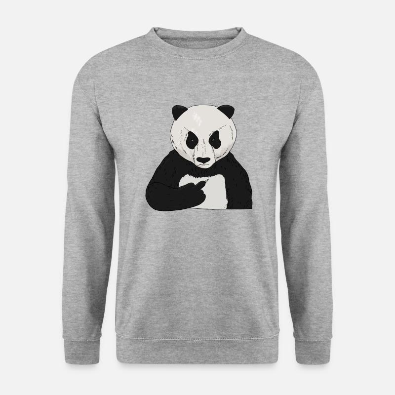 Mürrischer Pandabär mit Mittelfinger - Unisex Pullover - Weißgrau meliert